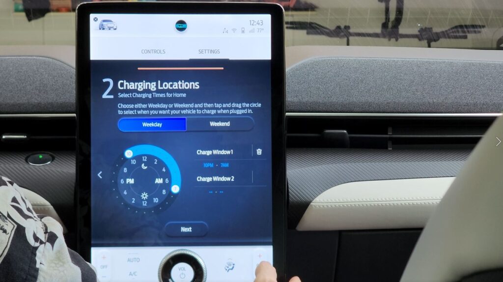 The Ford Mustang Mach-E allows owners to set up automated charging profiles in the EV's touchscreen or via its smartphone app.